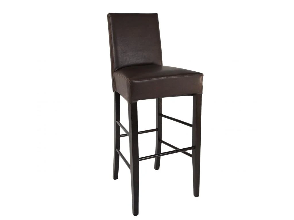 TONY - Lot De 2 Tabourets Wengé Et Assise Simili Marron Foncé 4 TONY - Lot De 2 Tabourets Wengé Et Assise Simili Marron Foncé – Image 2