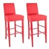 TONY - Lot De 2 Tabourets Laqués Rouge Et Assise Simili Rouge -Electroménager Soldes tabouret de bar 10198341