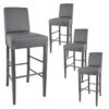 TONY - Lot De 4 Tabourets Laqués Gris Et Assise Simili Gris -Electroménager Soldes tabouret de bar 10198349