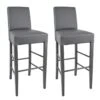 TONY - Lot De 2 Tabourets Laqués Gris Et Assise Simili Gris -Electroménager Soldes tabouret de bar 10198383