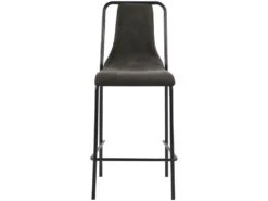 HARLEM - Chaises De Bar Industrielle Microfibre Vintage Marron Foncé Pieds Métal Noir (x2) -Electroménager Soldes tabouret de bar 10443669