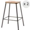 ATELIER - Tabouret De Bar Industriel Gun Métal/chêne (x2) -Electroménager Soldes tabouret de bar 10443697