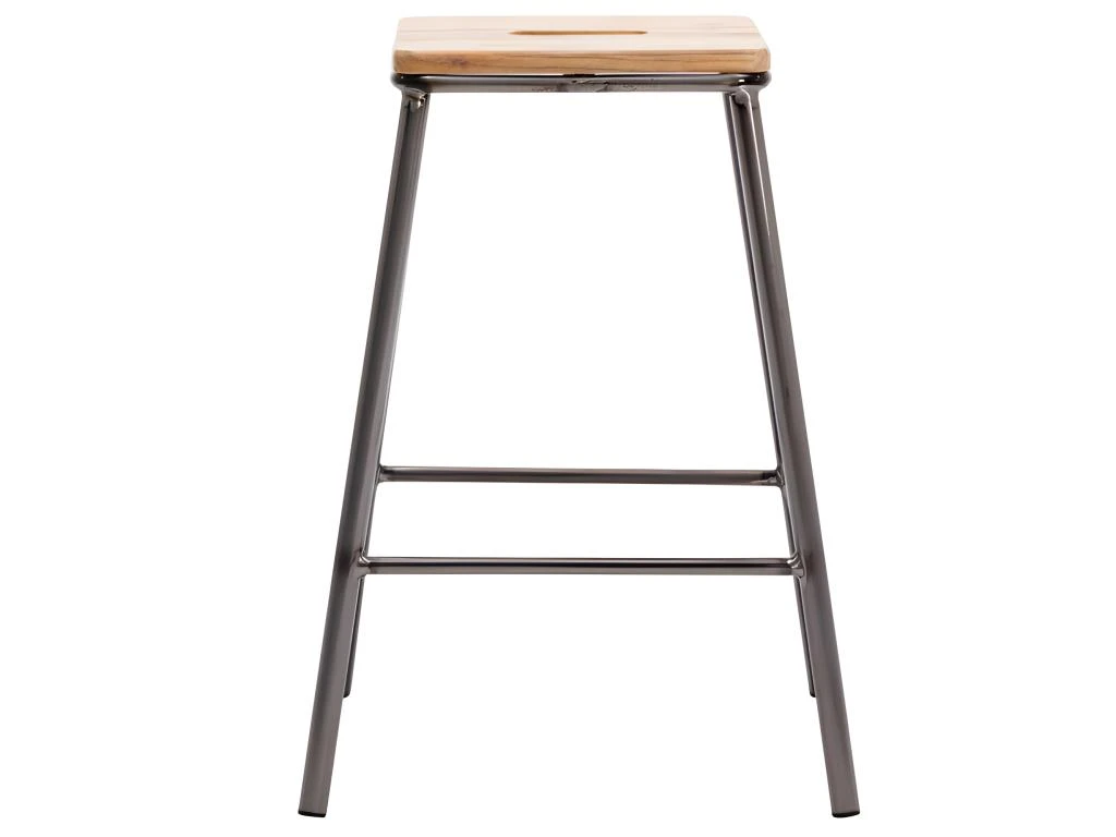 ATELIER - Tabouret De Bar Industriel Gun Métal/chêne (x2) 5 ATELIER - Tabouret De Bar Industriel Gun Métal/chêne (x2) – Image 3