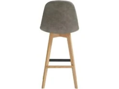 OWEN OAK - Chaise De Bar Vintage Microfibre Marron Clair Pieds Chêne(x4) -Electroménager Soldes tabouret de bar 10443807