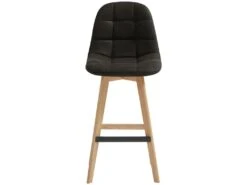 OWEN OAK - Chaise De Bar Vintage Microfibre Marron Foncé Pieds Chêne(x2) -Electroménager Soldes tabouret de bar 10443821