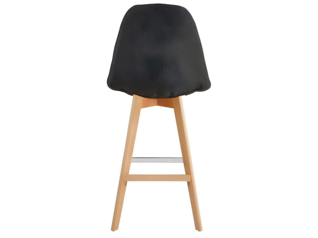OWEN - Chaise De Bar Scandinave Tissu Anthracite Pied Hêtre (x2) 5 OWEN - Chaise De Bar Scandinave Tissu Anthracite Pied Hêtre (x2) – Image 3