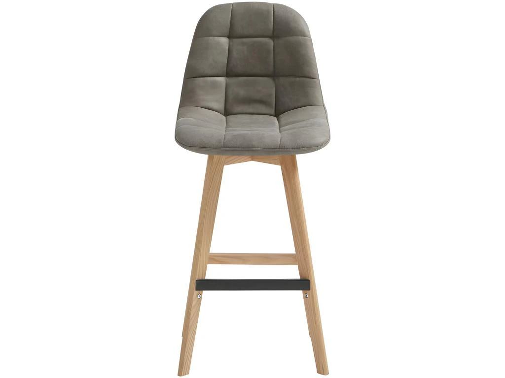 OWEN OAK - Chaise De Bar Vintage Microfibre Marron Clair Pieds Chêne(x2) 7 OWEN OAK - Chaise De Bar Vintage Microfibre Marron Clair Pieds Chêne(x2) – Image 5