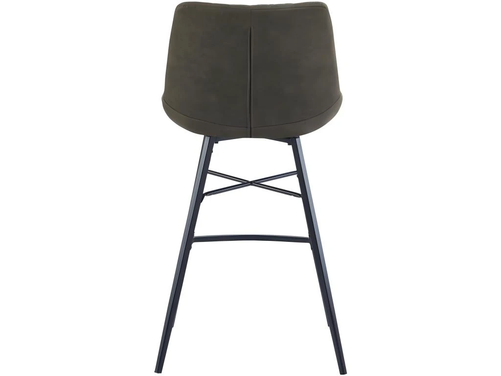 QUEENS - Chaises De Bar Industrielle Microfibre Vintage Marron Foncé Pieds Métal Noir (x4) 5 QUEENS - Chaises De Bar Industrielle Microfibre Vintage Marron Foncé Pieds Métal Noir (x4) – Image 3