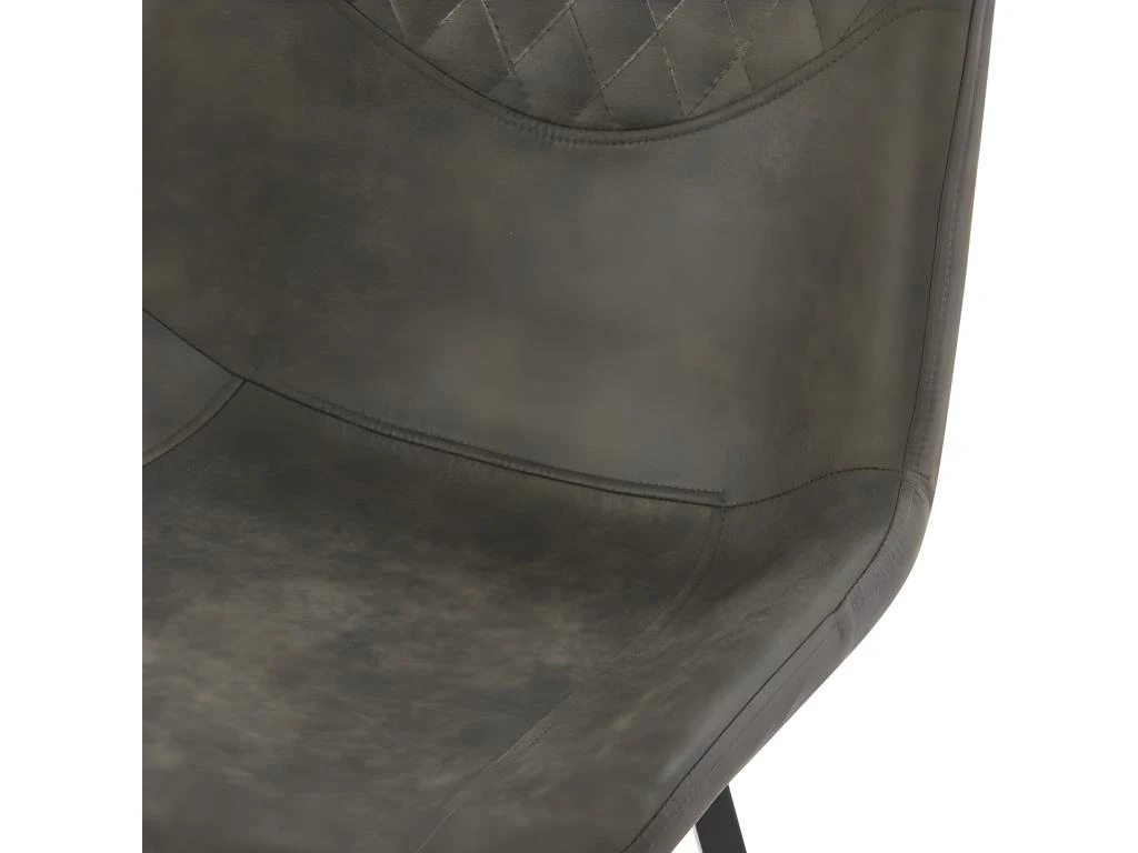 QUEENS - Chaises De Bar Industrielle Microfibre Vintage Marron Foncé Pieds Métal Noir (x4) 6 QUEENS - Chaises De Bar Industrielle Microfibre Vintage Marron Foncé Pieds Métal Noir (x4) – Image 4