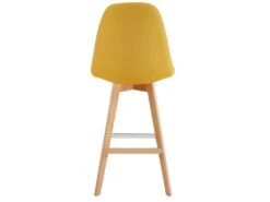 OWEN - Chaise De Bar Scandinave Tissu Curry Pied Hêtre (x4) -Electroménager Soldes tabouret de bar 10444487