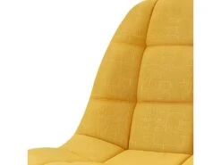 OWEN - Chaise De Bar Scandinave Tissu Curry Pied Hêtre (x4) -Electroménager Soldes tabouret de bar 10444489