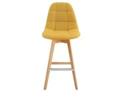 OWEN - Chaise De Bar Scandinave Tissu Curry Pied Hêtre (x4) -Electroménager Soldes tabouret de bar 10444491