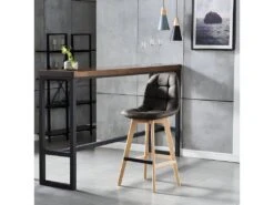 OWEN OAK - Chaise De Bar Vintage Microfibre Marron Foncé Pieds Chêne(x4) 8 OWEN OAK - Chaise De Bar Vintage Microfibre Marron Foncé Pieds Chêne(x4) -Electroménager Soldes tabouret de bar 10444495