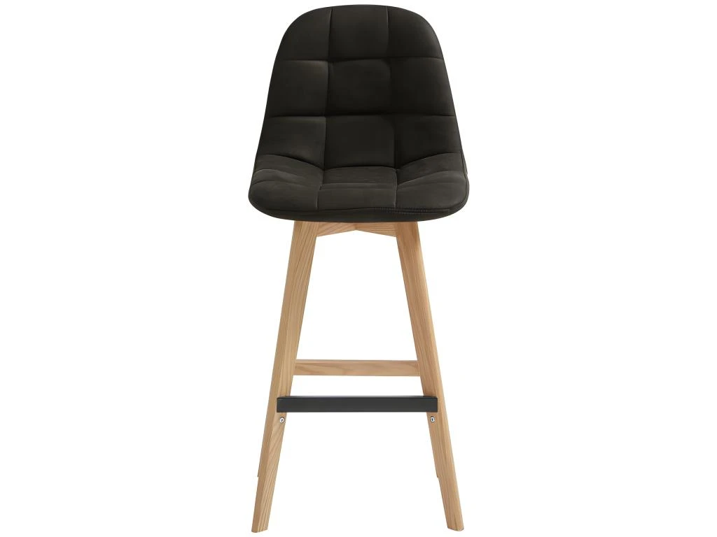 OWEN OAK - Chaise De Bar Vintage Microfibre Marron Foncé Pieds Chêne(x4) 7 OWEN OAK - Chaise De Bar Vintage Microfibre Marron Foncé Pieds Chêne(x4) – Image 5