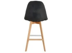 OWEN - Chaise De Bar Scandinave Tissu Anthracite Pied Hêtre (x4) -Electroménager Soldes tabouret de bar 10444511