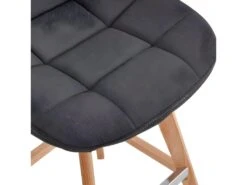 OWEN - Chaise De Bar Scandinave Tissu Anthracite Pied Hêtre (x4) -Electroménager Soldes tabouret de bar 10444513