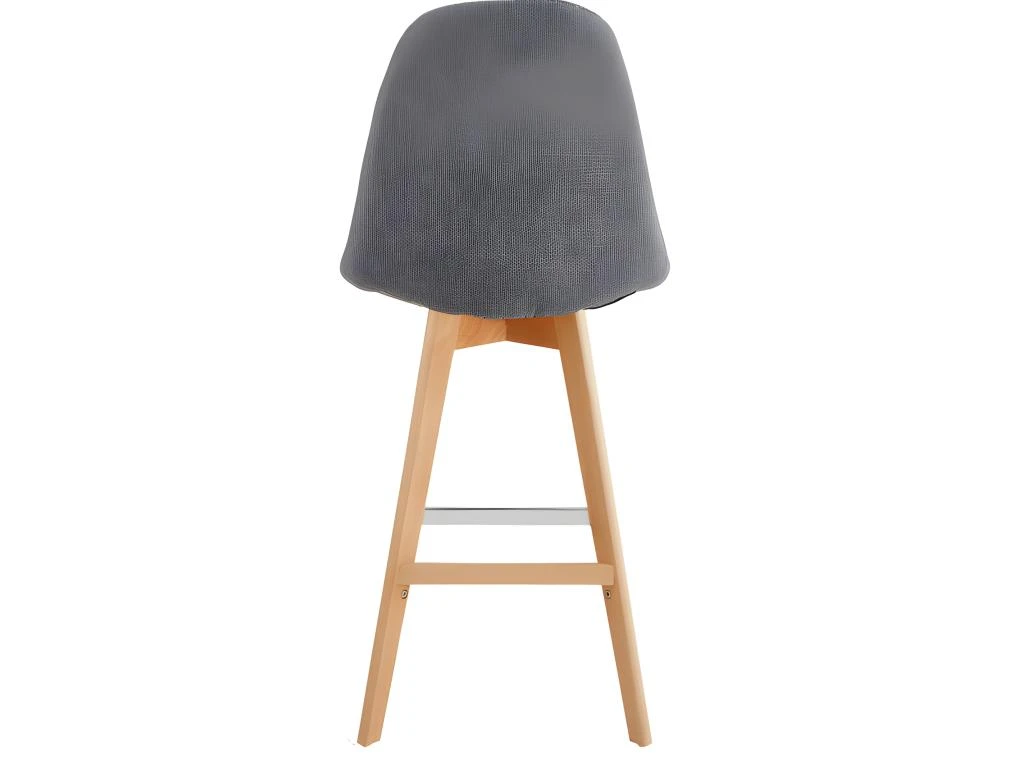 OWEN - Chaise De Bar Scandinave Tissu Patchwork Bleu Pieds Hêtre (x2) 5 OWEN - Chaise De Bar Scandinave Tissu Patchwork Bleu Pieds Hêtre (x2) – Image 3