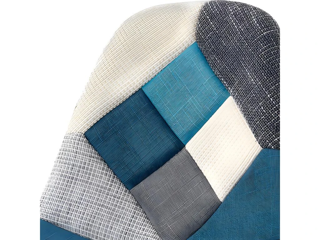 OWEN - Chaise De Bar Scandinave Tissu Patchwork Bleu Pieds Hêtre (x2) 6 OWEN - Chaise De Bar Scandinave Tissu Patchwork Bleu Pieds Hêtre (x2) – Image 4