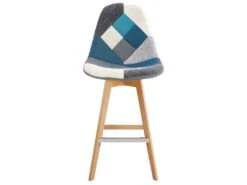 OWEN - Chaise De Bar Scandinave Tissu Patchwork Bleu Pieds Hêtre (x2) 11 OWEN - Chaise De Bar Scandinave Tissu Patchwork Bleu Pieds Hêtre (x2) -Electroménager Soldes tabouret de bar 10444585