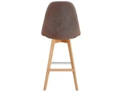 OWEN - Chaise De Bar Scandinave Tissu Patchwork Rouge Pieds Hêtre (x2) -Electroménager Soldes tabouret de bar 10444601