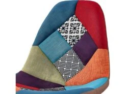 OWEN - Chaise De Bar Scandinave Tissu Patchwork Rouge Pieds Hêtre (x2) -Electroménager Soldes tabouret de bar 10444603