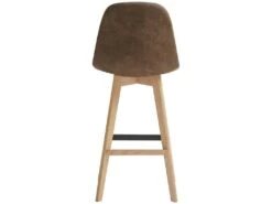 OWEN OAK - Chaise De Bar Vintage Microfibre Marron Pieds Chêne(x4) -Electroménager Soldes tabouret de bar 10444631