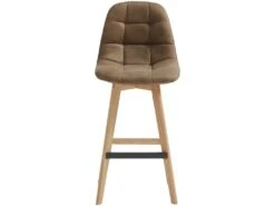 OWEN OAK - Chaise De Bar Vintage Microfibre Marron Pieds Chêne(x4) -Electroménager Soldes tabouret de bar 10444635