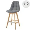 OWEN - Chaise De Bar Scandinave Tissu Gris Pied Hêtre (x2) 2 OWEN - Chaise De Bar Scandinave Tissu Gris Pied Hêtre (x2) -Electroménager Soldes tabouret de bar 10444737