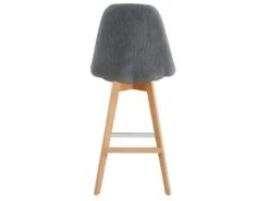 OWEN - Chaise De Bar Scandinave Tissu Gris Pied Hêtre (x2) -Electroménager Soldes tabouret de bar 10444741