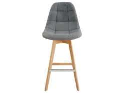OWEN - Chaise De Bar Scandinave Tissu Gris Pied Hêtre (x2) -Electroménager Soldes tabouret de bar 10444745