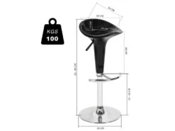 Lot De 2 Tabourets De Bar En ABS Plastique Noir Pivotants Et Réglables En Hauteur 65 - 85 Cm Pour Bar Cuisine Salon -Electroménager Soldes tabouret de bar 10445175