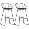 Lot De Deux Tabourets De Bar Design Chaise Siège Synthétique Noir Acier 1202176