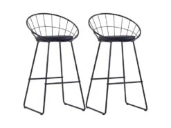 Lot De Deux Tabourets De Bar Design Chaise Siège Synthétique Noir Acier 1202176