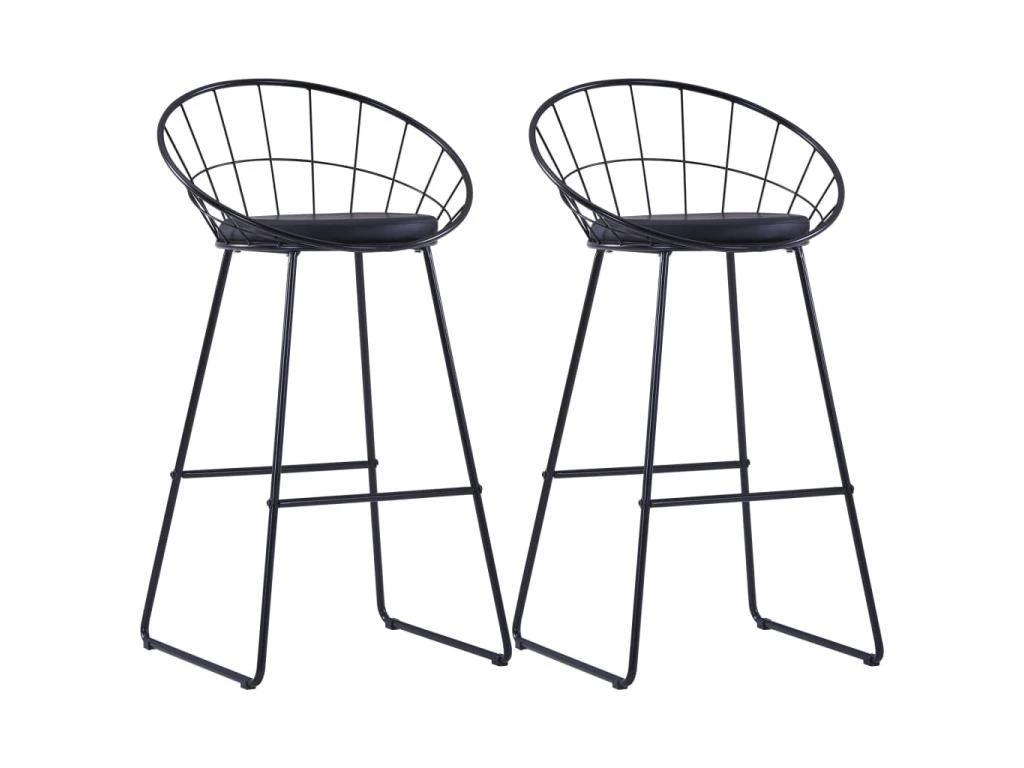 Lot De Deux Tabourets De Bar Design Chaise Siège Synthétique Noir Acier 1202176 3 Lot De Deux Tabourets De Bar Design Chaise Siège Synthétique Noir Acier 1202176
