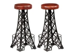 Lot De Deux Tabourets De Bar Design Chaise Siège Synthétique Marron 1202122