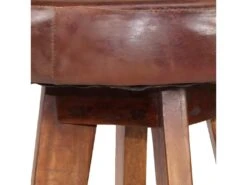 Lot De Deux Tabourets De Bar Design Chaise Siège Bois D'acacia Cuir Véritable 1202112 -Electroménager Soldes tabouret de bar 10445683