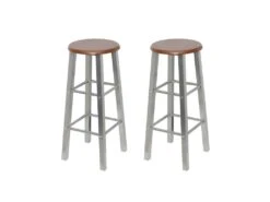 Lot De Deux Tabourets De Bar Design Chaise Siège Métal Avec Siège En Mdf 1202062