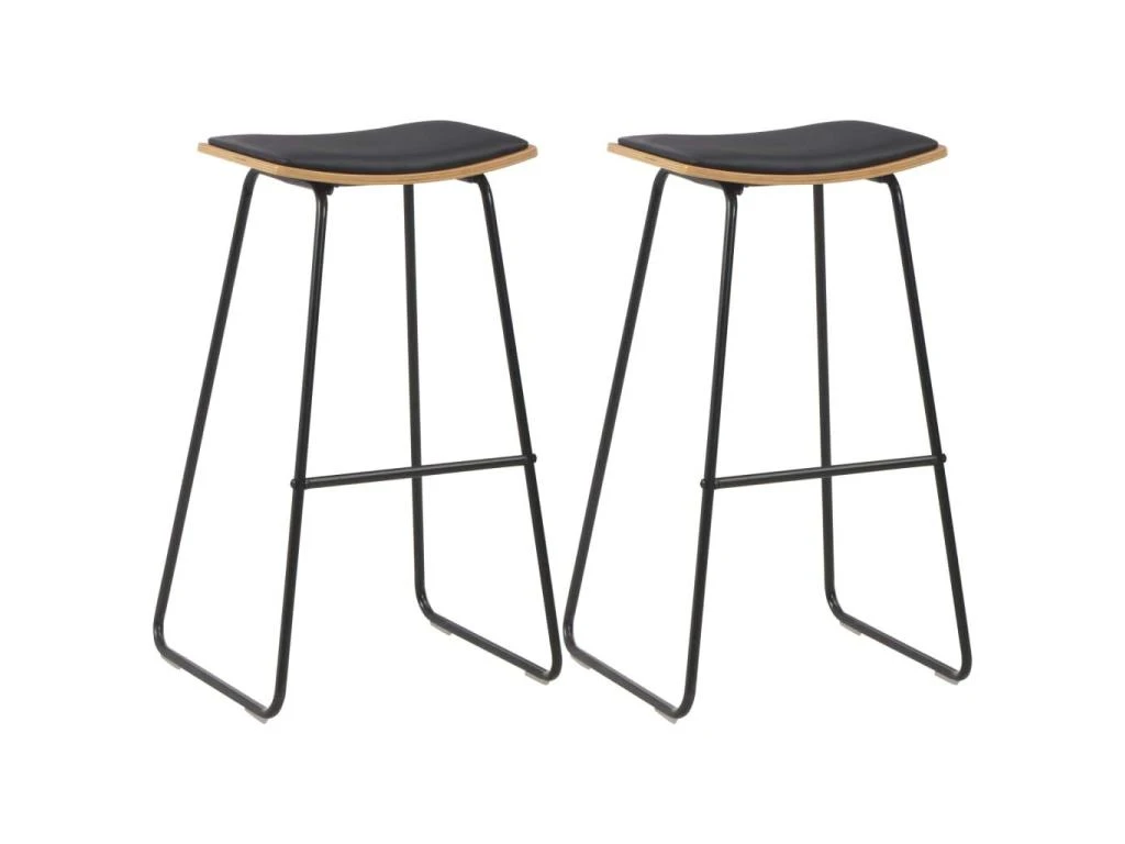 Lot De Deux Tabourets De Bar Design Chaise Siège Synthétique Noir Acier 1202099 3 Lot De Deux Tabourets De Bar Design Chaise Siège Synthétique Noir Acier 1202099