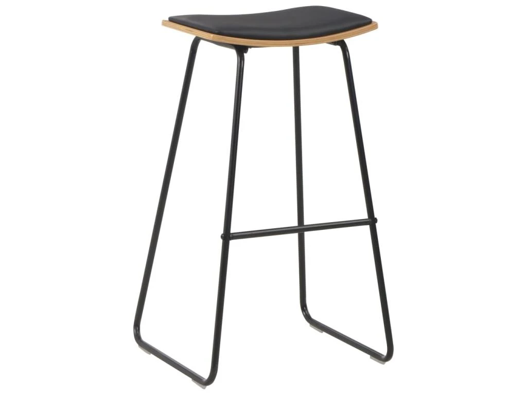 Lot De Deux Tabourets De Bar Design Chaise Siège Synthétique Noir Acier 1202099 4 Lot De Deux Tabourets De Bar Design Chaise Siège Synthétique Noir Acier 1202099 – Image 2