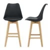 Lot De 2 Tabourets De Bar Siège Avec Dossier Et Repose-pied Rembourré 105 Cm Noir 03_0002781 -Electroménager Soldes tabouret de bar 10445929