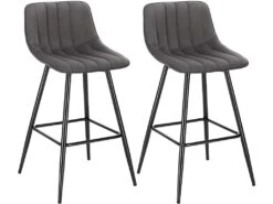 Lot De 2 Tabourets De Bar Design Avec Repose-pieds Gris Foncé 19_0000236
