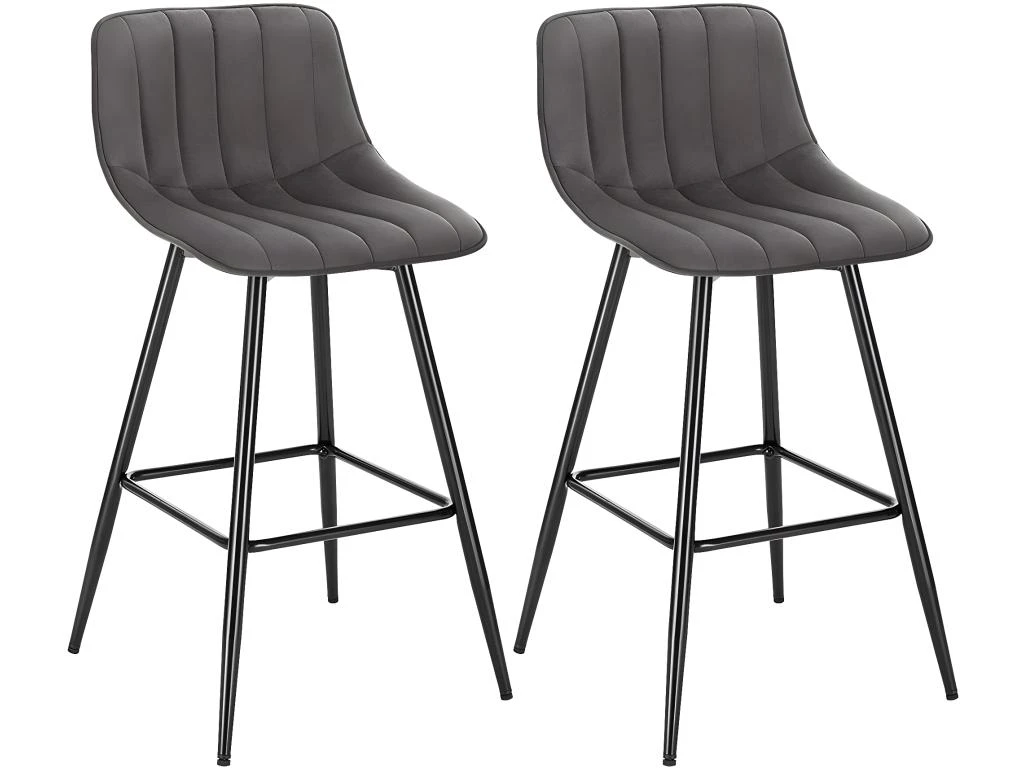 Lot De 2 Tabourets De Bar Design Avec Repose-pieds Gris Foncé 19_0000236 3 Lot De 2 Tabourets De Bar Design Avec Repose-pieds Gris Foncé 19_0000236
