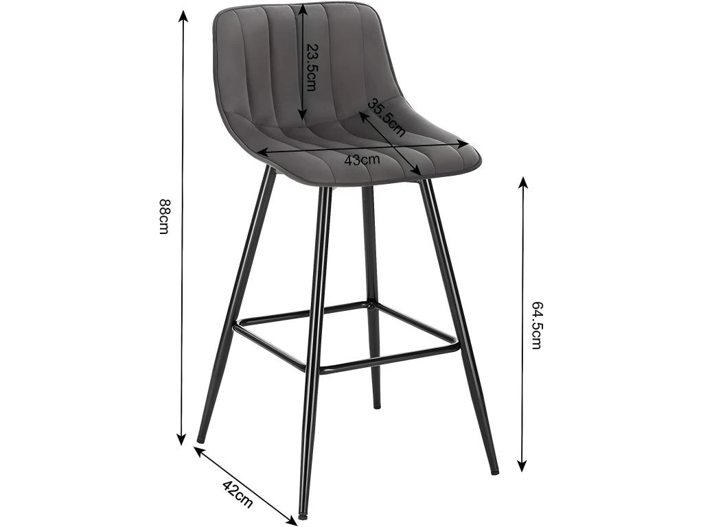 Lot De 2 Tabourets De Bar Design Avec Repose-pieds Gris Foncé 19_0000236 4 Lot De 2 Tabourets De Bar Design Avec Repose-pieds Gris Foncé 19_0000236 – Image 2