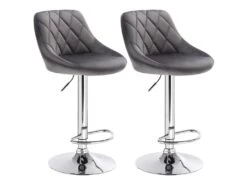 Tabouret De Bar En Velours Lot De 2 Pièces Gris Foncé 19_0000395