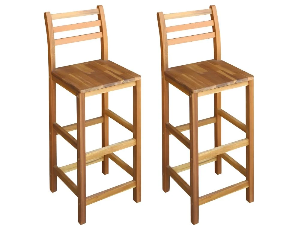 Lot De Deux Tabourets De Bar Design Chaise Siège Bois Massif D'acacia 1202053 3 Lot De Deux Tabourets De Bar Design Chaise Siège Bois Massif D'acacia 1202053