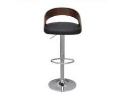 Lot De Deux Tabourets De Bar Design Chaise Siège Cadre En Bois Courbé Hauteur Réglable 1202067