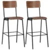 Lot De Deux Tabourets De Bar Design Chaise Siège Marron Contreplaqué Solide Et Acier 1202082