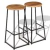 Lot De Deux Tabourets De Bar Design Chaise Siège Teck Massif Marron 1202160 -Electroménager Soldes tabouret de bar 10446331