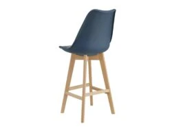 Lot De 2 Tabourets De Bar Siège Avec Dossier Et Repose-pied Rembourré Synthétique Hêtre 105 Cm Bleu 03_0002778 -Electroménager Soldes tabouret de bar 10446505