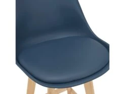 Lot De 2 Tabourets De Bar Siège Avec Dossier Et Repose-pied Rembourré Synthétique Hêtre 105 Cm Bleu 03_0002778 -Electroménager Soldes tabouret de bar 10446507